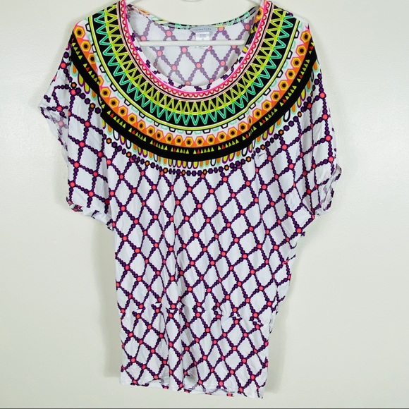 Trina Turk White Kon Tiki Swim Coverup Tunic - Picture 3 of 8